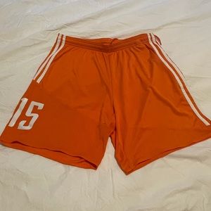 Adidas orange climacool soccer shorts #15 EUC